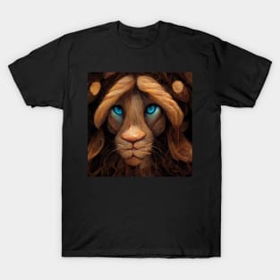 Cute brown lion with blue eyes T-Shirt